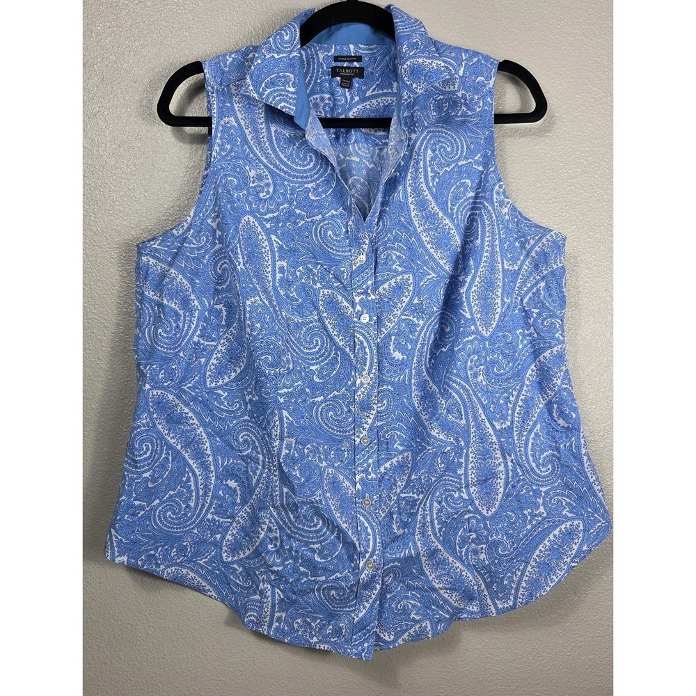 Talbots Petite Top Bundle XLP & 14WP Blue Paisley Eyelet Cotton Summer‎ Tops